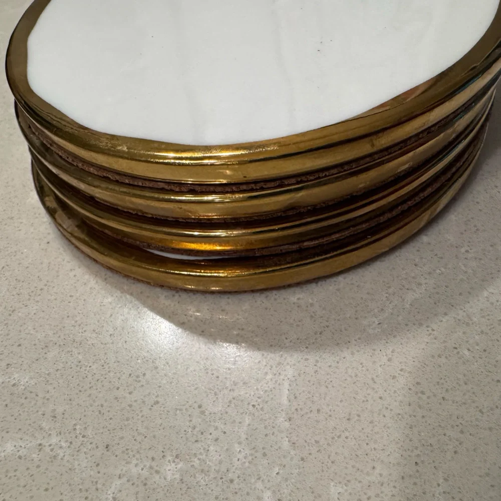 West Elm Williams Sonoma White and Gold Coaster